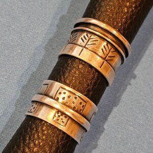 Pair of Angi Olami Sterling Silver Wide Band Rings, size 5